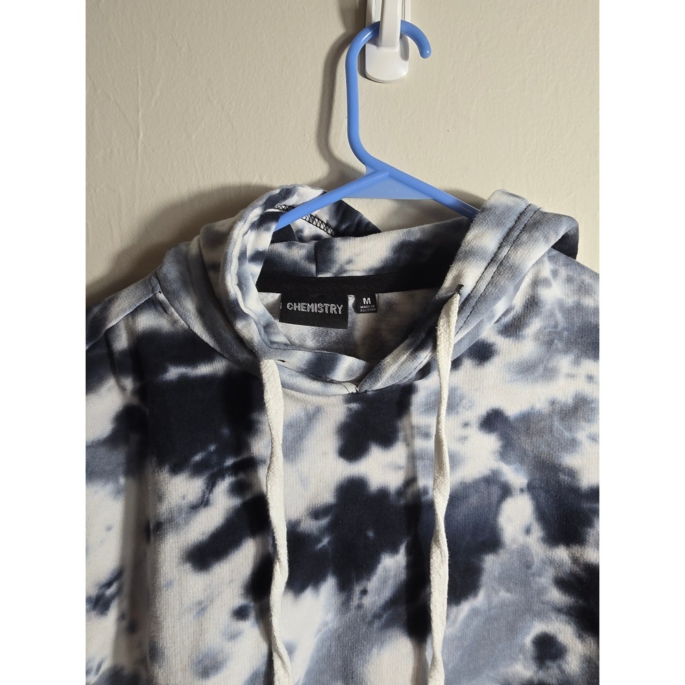 Chemistry‎ Tie Dye Cropped Hoodie Drawstring Pullover Sweatshirt, M